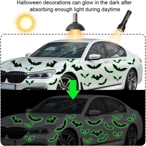 YUJUN 30 PCS Halloween Magnets Garage Door Outdoor Decorations Glow Bats