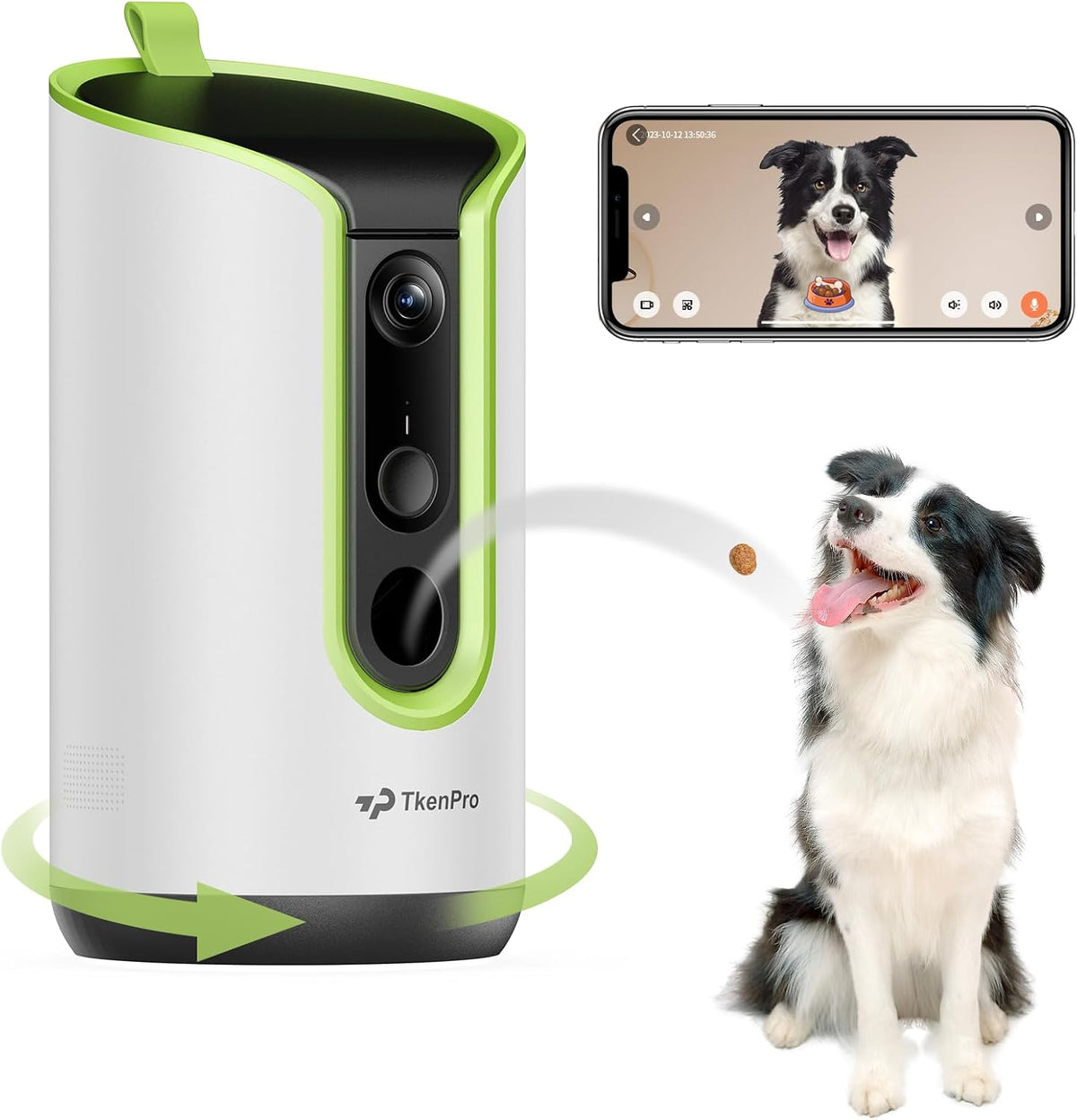 TKENPRO 5MP Ultra HD Pet Camera - Dog Camera with Treat Dispenser, Remote Treat Tossing via Phone App, 360° Auto Tracking & Motion Alerts, 5G&2.4G WiFi for Cats Indoor