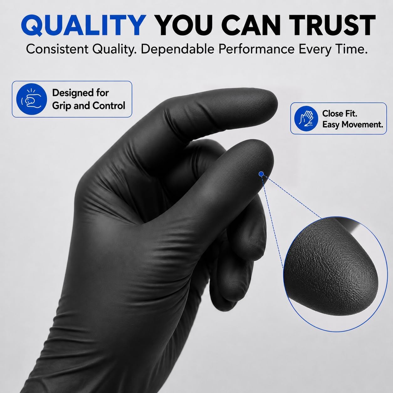 Black Nitrile Disposable Gloves, Food Grade, 5 Mil, Medium 1000 Count