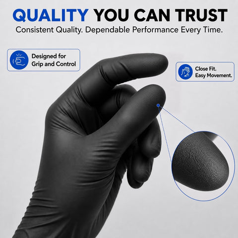 Black Nitrile Disposable Gloves, Food Grade, 5 Mil, Medium 1000 Count