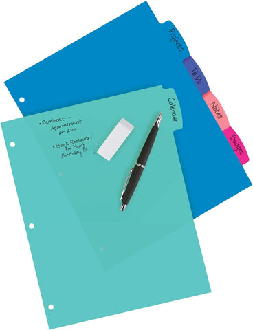 Avery Big Tab Write & Erase Dividers, 5-Tab, Pastel, 1 Set