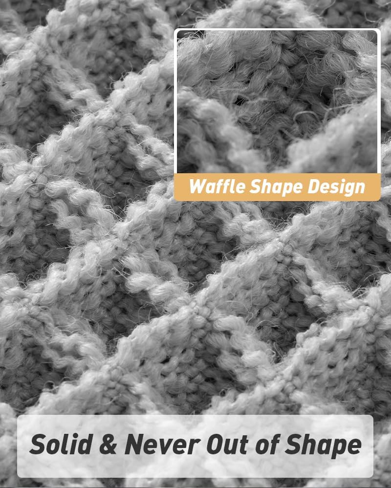 AMOAMI Upgraded Non Slip Absorbent Waffle Bath Mat 2' x 6', Light Grey