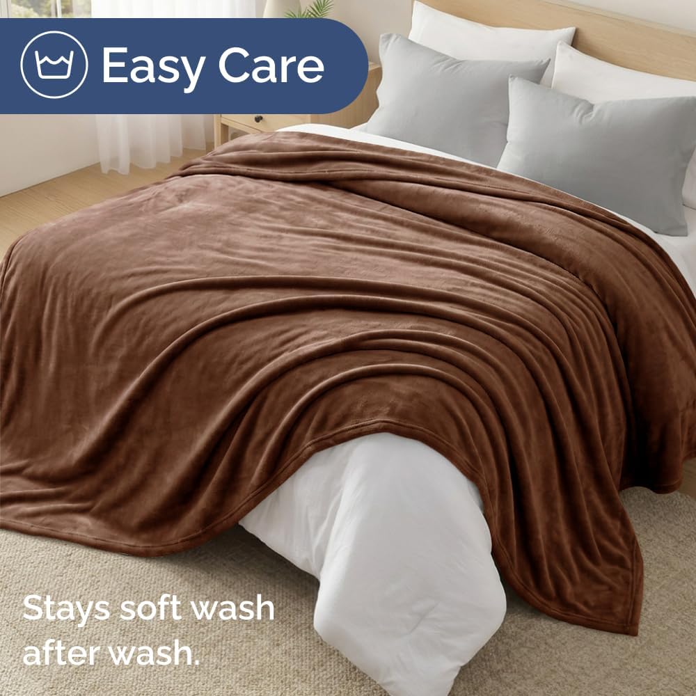Fleece Blanket Twin Size - Ultra-Soft Warm Flannel Fleece Blanket - Brown