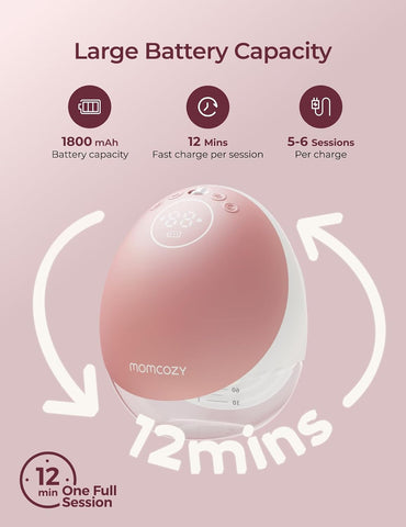 Momcozy Breast Pump Hands-Free Upgraded Mobile Flow M9 24mm, 1Pc Cozy Red