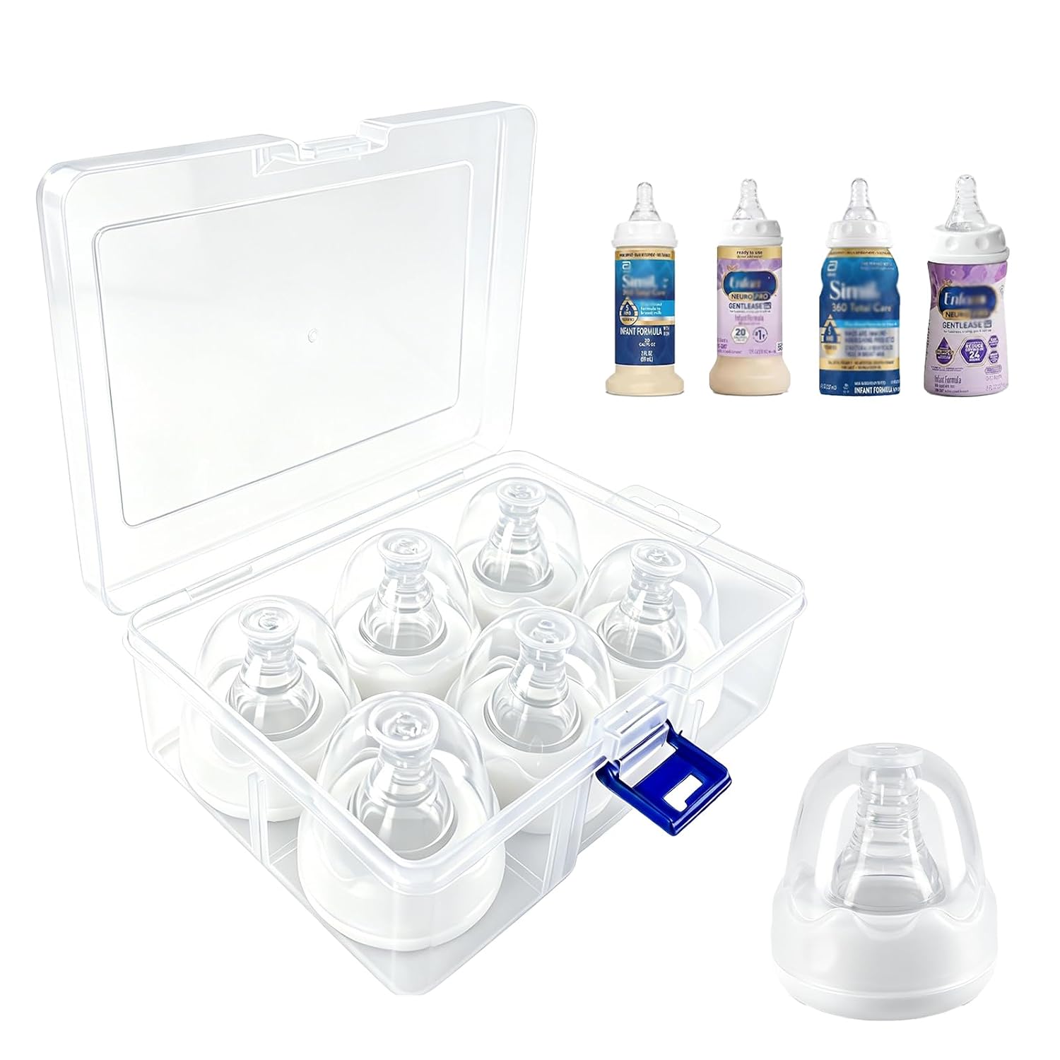 Replacement Nipples Compatible with Similac & Enfamil Ready-to-Feed Baby Bottles, Soft Silicone Baby Bottle Nipples, Medium Flow, Reusable, BPA Free, Dishwasher Safe, 6 Pack