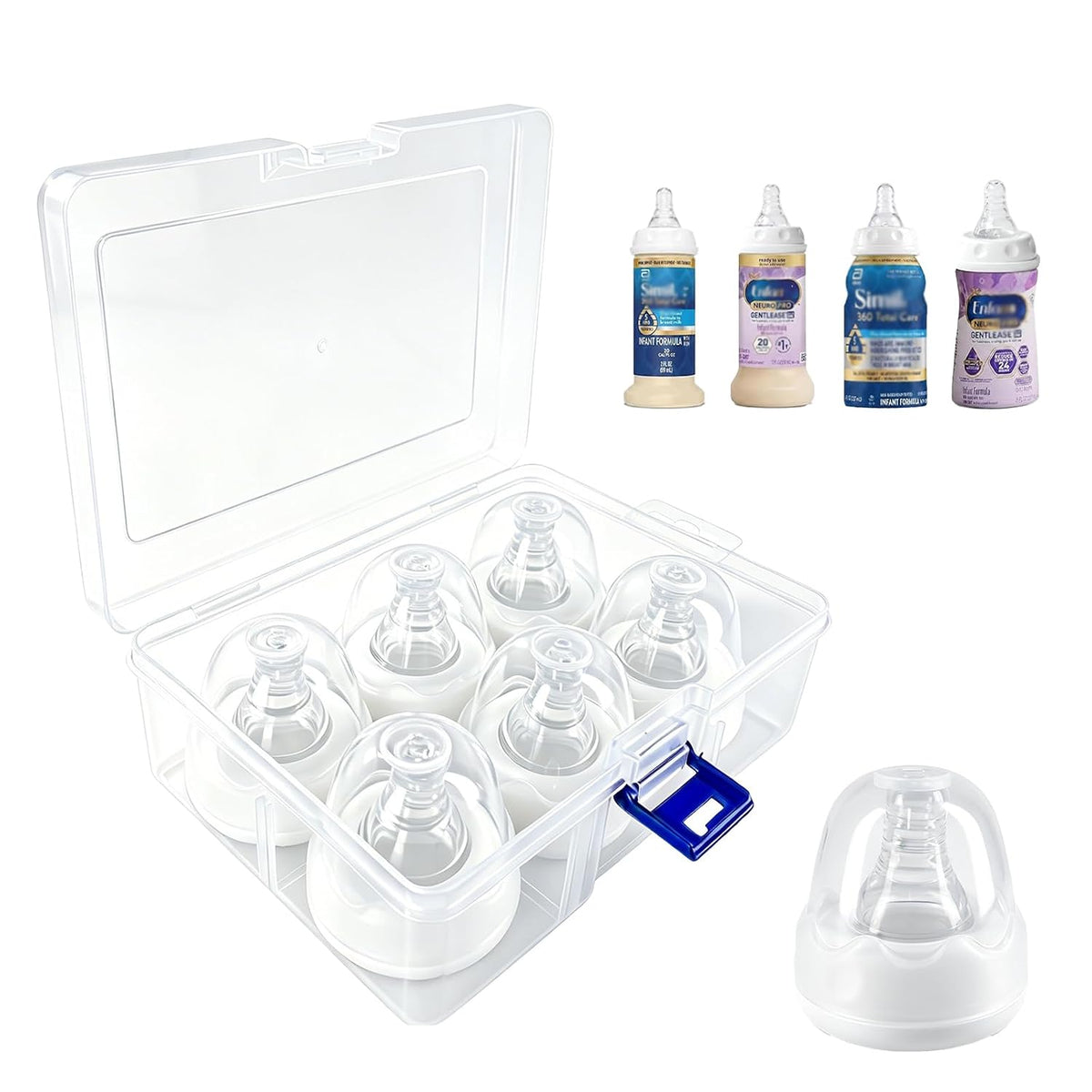 Replacement Nipples Compatible with Similac & Enfamil Ready-to-Feed Baby Bottles, Soft Silicone Baby Bottle Nipples, Medium Flow, Reusable, BPA Free, Dishwasher Safe, 6 Pack
