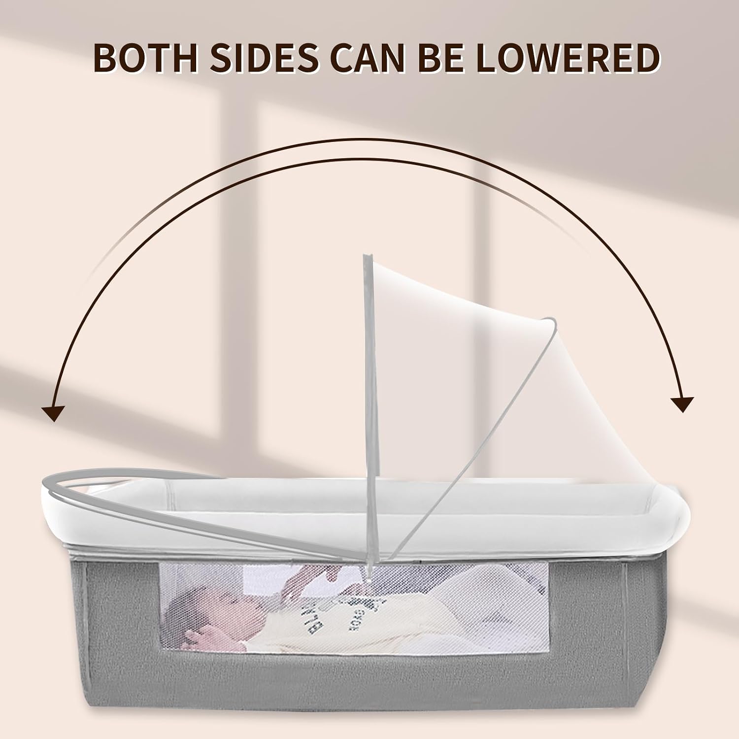 DUOMI Bassinet Cover for Cats with Two-Way Zipper,Portable Bassinet Mosquito Net Cover,Mosquito Net to Keep Pets Out(White)
