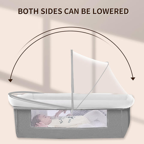 DUOMI Bassinet Cover for Cats with Two-Way Zipper,Portable Bassinet Mosquito Net Cover,Mosquito Net to Keep Pets Out(White)