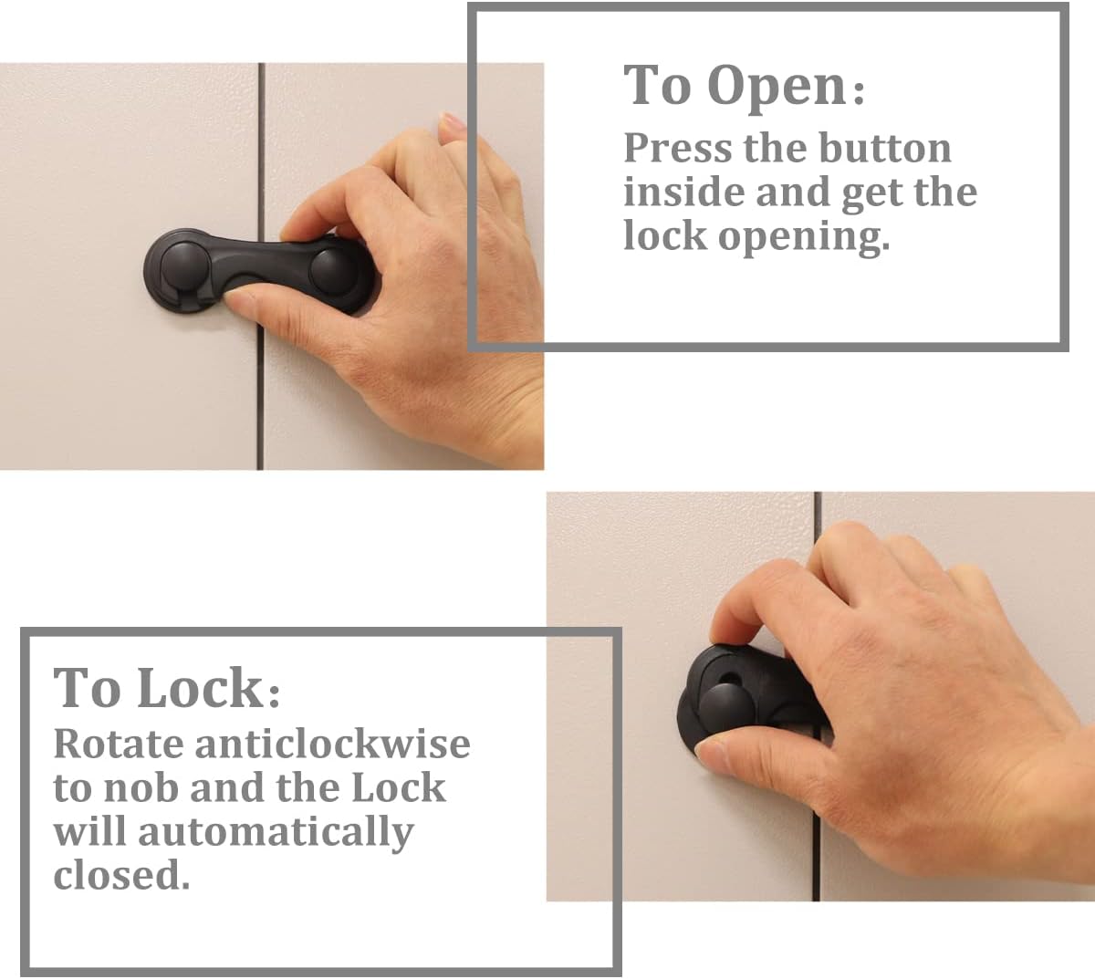 Cabinet Locks for Babies and Child Safety, 4 Pack Childproof Latches with Adhesive for Drawer Cupboards Closet and Pantry Door, Baby Proofing Fridge Lock for Protecting Kids Toddlers and Infants