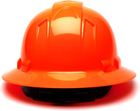 Pyramex Ridgeline Full Brim Hard Hat 4 Point Ratchet Hi Vis Orange