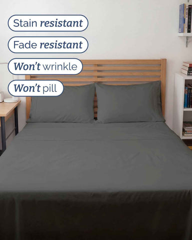 Full XL Sheets - 4 Piece Full XL Sheet Set - Cool & Breathable - Charcoal