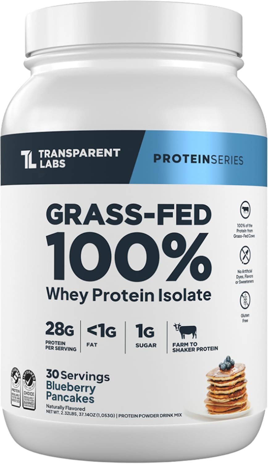 Transparent Labs Grass-Fed Whey Protein - 30 Servings, Blueberry Pancakes