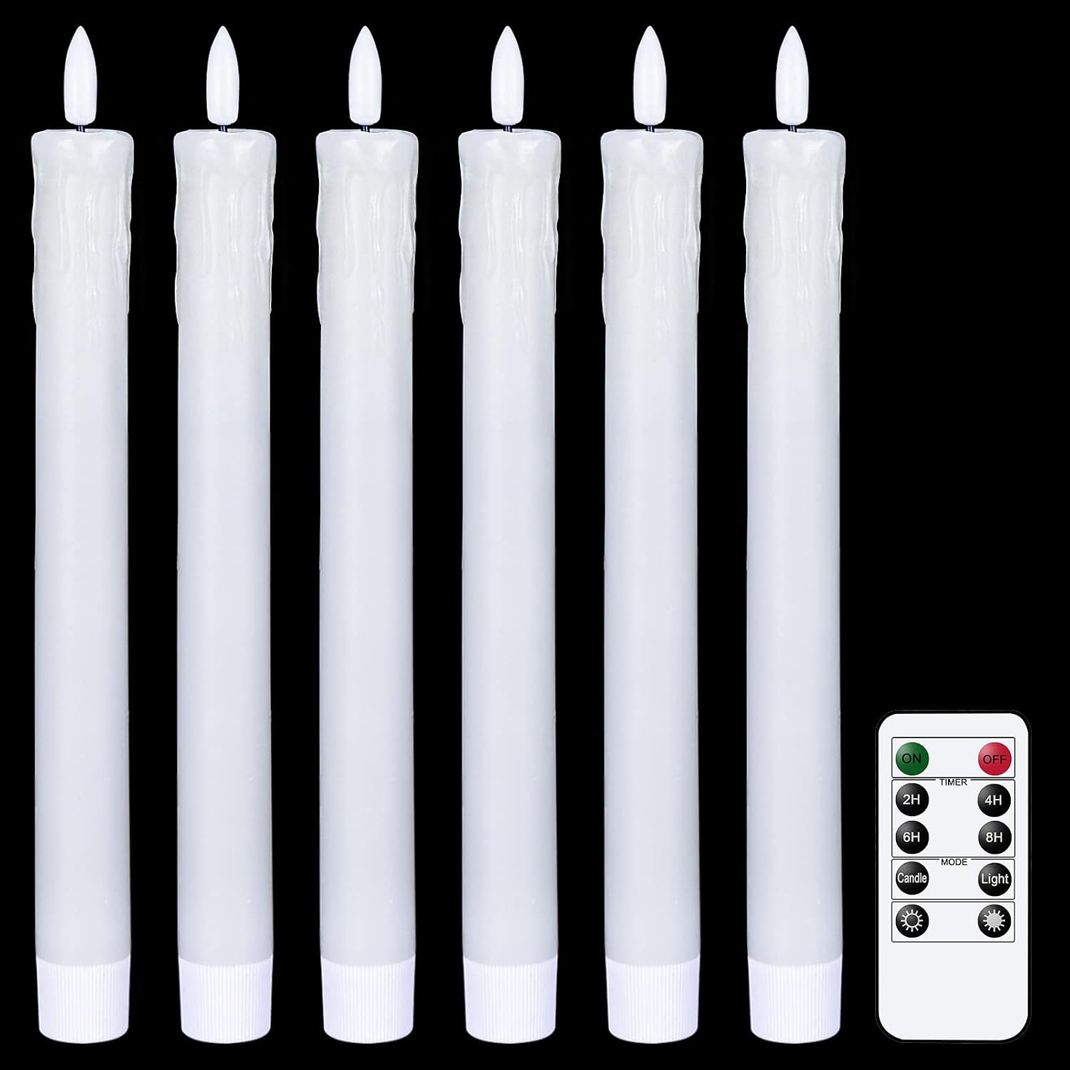 GenSwin Drip Wax Flameless Taper Candles Battery Operated with Remote Timer