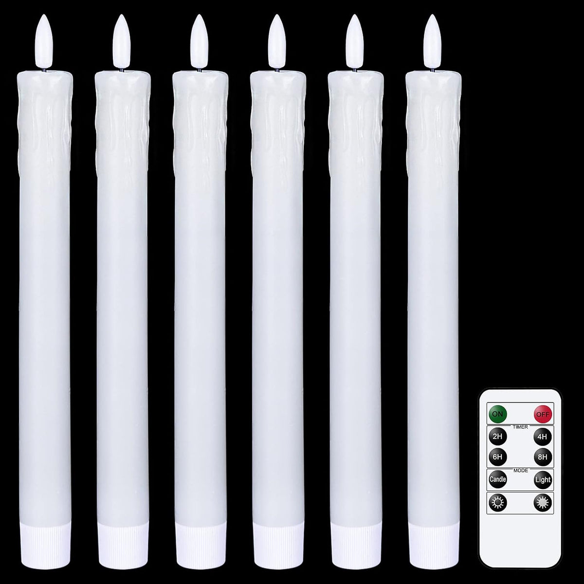 GenSwin Drip Wax Flameless Taper Candles Battery Operated with Remote Timer