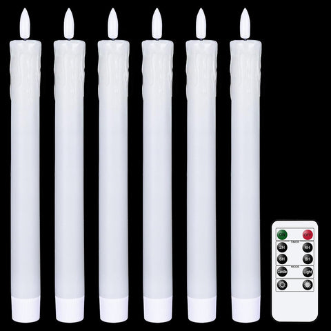 GenSwin Drip Wax Flameless Taper Candles Battery Operated with Remote Timer