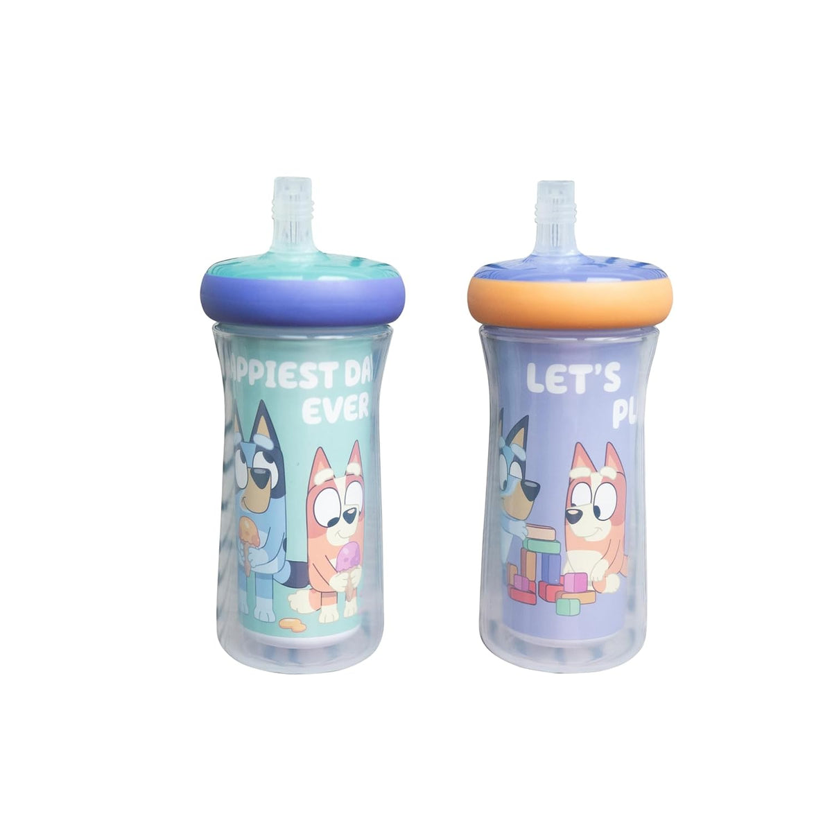 The First Years Bluey Insulated Straw Cup - Diswasher Safe Sippy Cups - Kids Water Bottles - 9 Oz - 2 Count - Ages 9 Months and Up