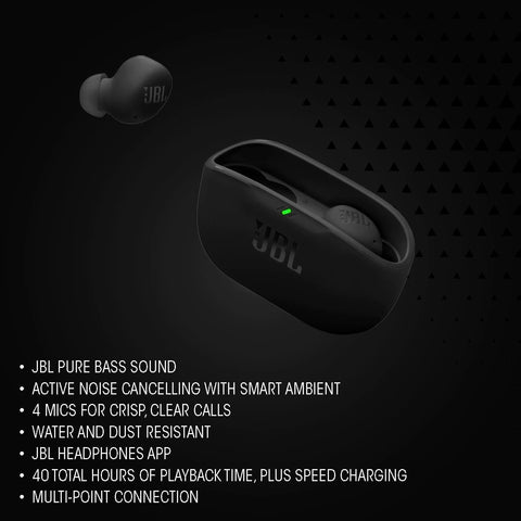 JBL Vibe Buds 2 - Noise Cancelling Earbuds - Black