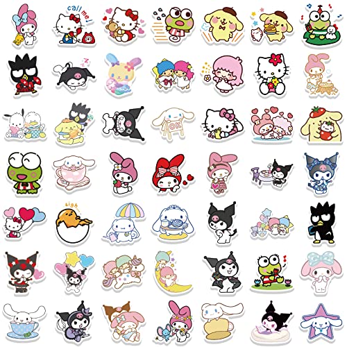 100Pcs Kawaii Stickers, Anime Stickers, Helllokittty Stickers MyMelody&Kuromi Cute Stickers Pack Kids Waterproof Sticker Aesthetic Vinyl Stickers, Skateboard Stickers for Teens Girls Kids