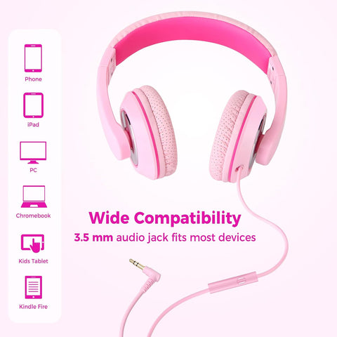 rockpapa Comfort+ Wired Kids Headphones with Microphone & 3.5mm for School