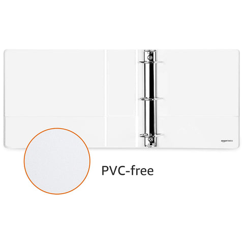 Amazon Basics 3 Ring Binders, 3 Inch D-Ring Organizer for School, Home Office, Paper Storage, White, 2 Pack