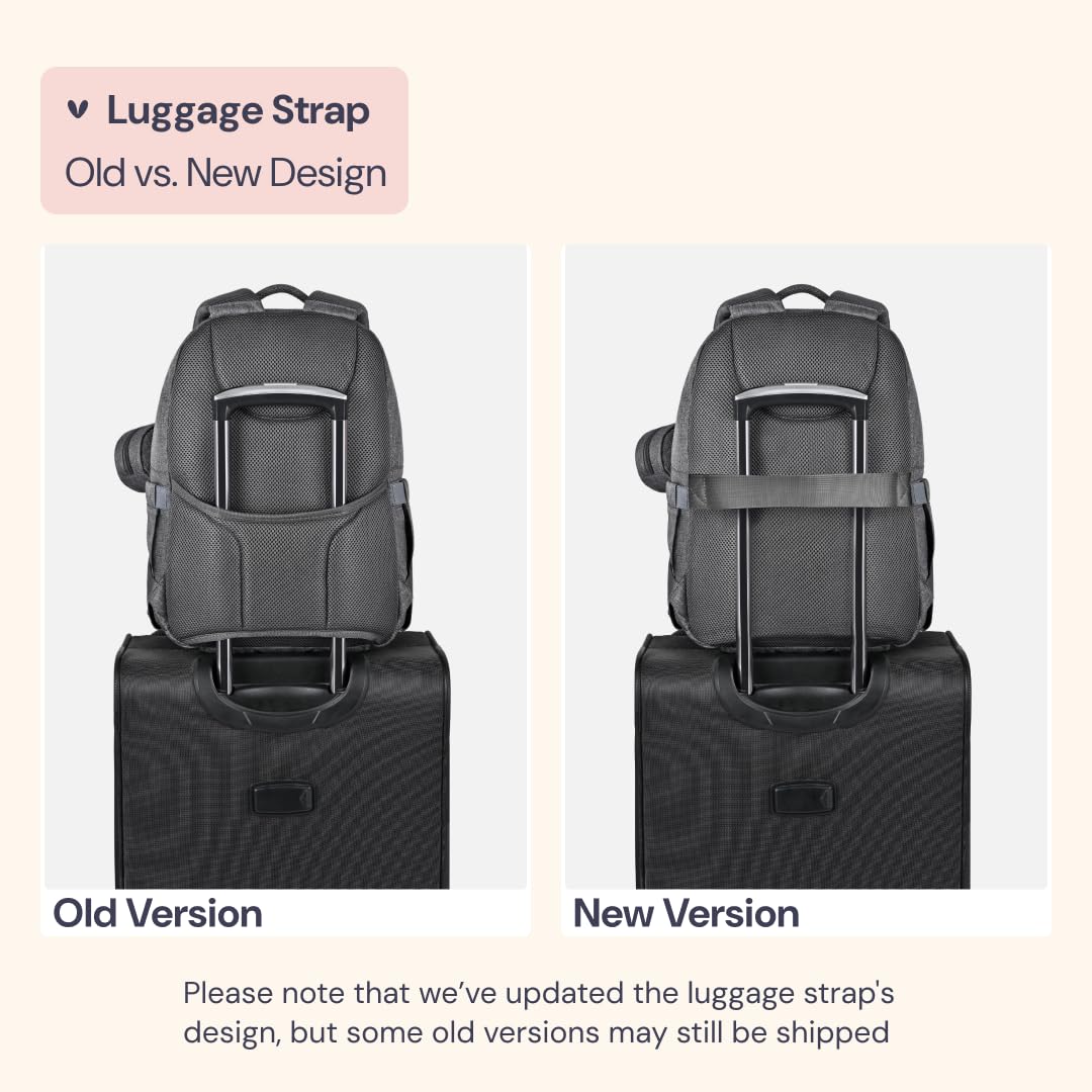 BabbleRoo Diaper Bag Backpack - Travel Large Baby Diaper Bag with Changing pad, Waterproof Baby Bags for Mom & Dad, Unisex Bags with Pacifier Case, Luggage Strap & Stroller Clips - Dark Gray