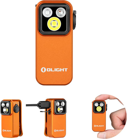 OLIGHT Oclip Pro S Rechargeable EDC Clip-on Flashlight, Orange