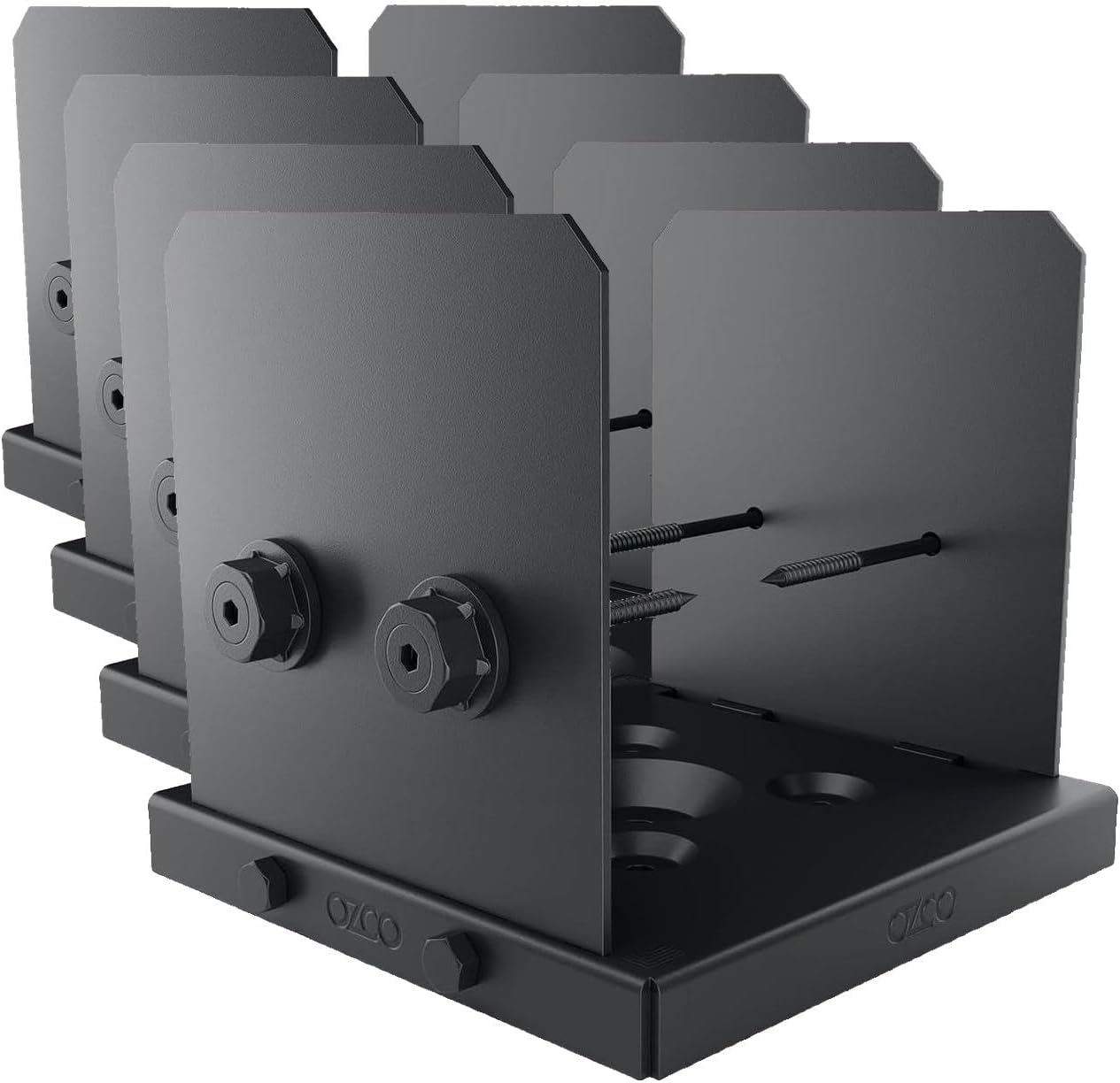 OZCO Laredo Sunset Post Base Kit, 6in x 6in, 1 Kit with Hardware, Black