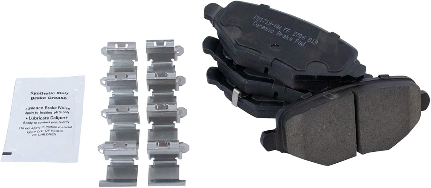 TRQ Front and Rear Brake Pad Set Ceramic Hardware