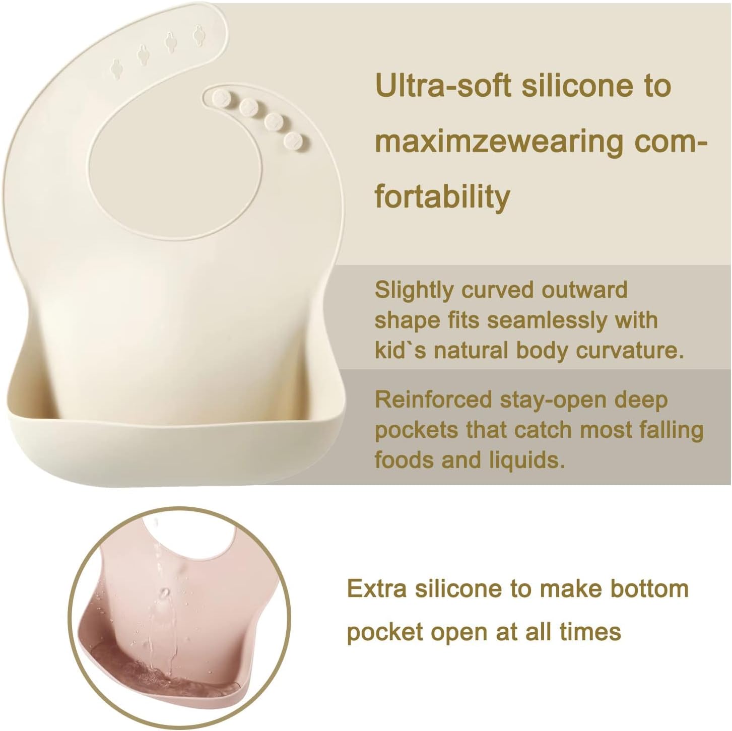 PandaEar Set of 3 Silicone Baby Bibs Waterproof, Soft, Unisex, 10-72 Months