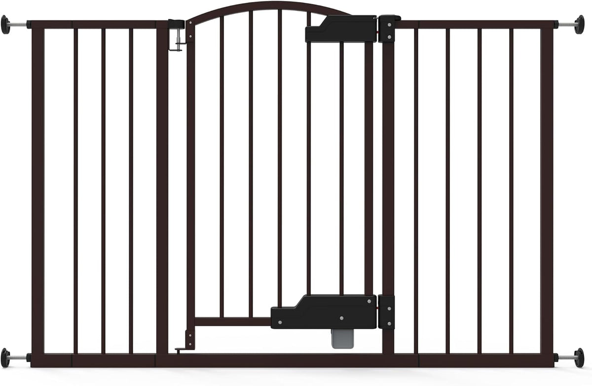 Ingenuity Easy Open Baby Gate & Dog Gate, Hands-Free Open Patent-Pending Foot Pedal, 27.5"-52" Wide, 28" Tall, Hardware or Pressure Mounted, Install in Doorway, Bottom of Stairs, or Wall - Espresso