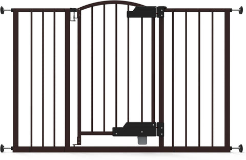 Ingenuity Easy Open Baby Gate & Dog Gate, Hands-Free Open Patent-Pending Foot Pedal, 27.5"-52" Wide, 28" Tall, Hardware or Pressure Mounted, Install in Doorway, Bottom of Stairs, or Wall - Espresso