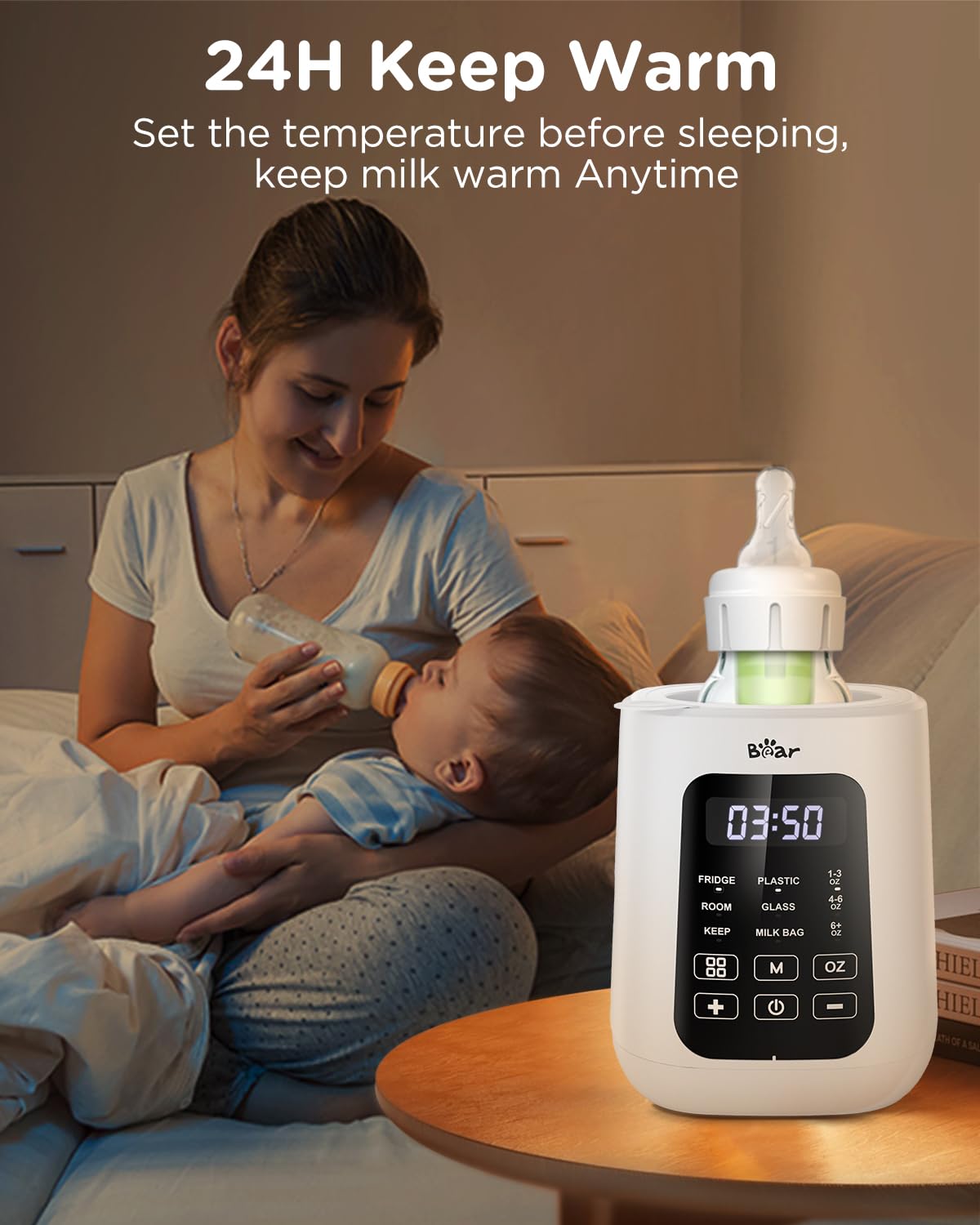 Bear Baby Bottle Warmer, Fast Warming Breast Milk Formula, White