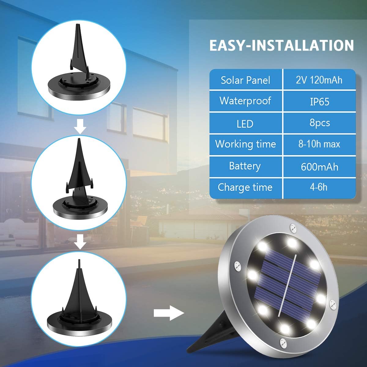 OULONGER 4.6inch Solar Ground Lights, Garden Solar Outdoor Waterproof Pathway Bright In-Ground Landscape Lights for Patio, Lawn, Yard, Driveway, Step and Walkway(White Light 12Packs)