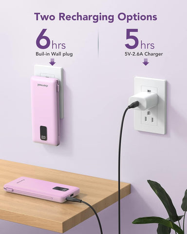 charmast Portable Charger Power Bank Built in Cables,10000mAh Battery Pack