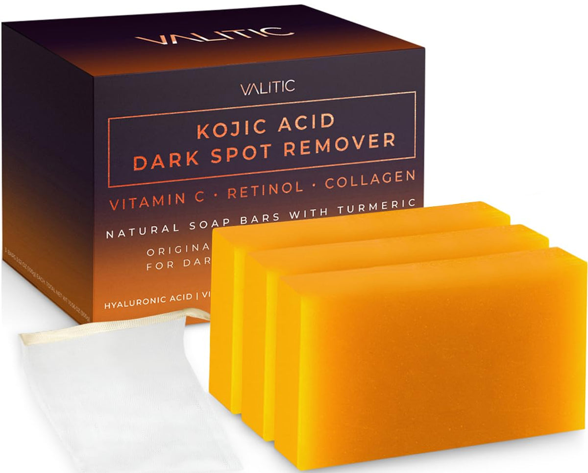 Valitic Unisex Dark Spot Corrector Bar, 100g - Exfoliating, SLS and Paraben-Free Turmeric Soap for Skin Tone Correction, Vitamin C, Retinol and Collagen Blend