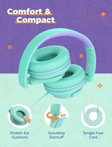 iClever HS22 2-Pack Kids Headphones with Sharing Splitter for School Travel