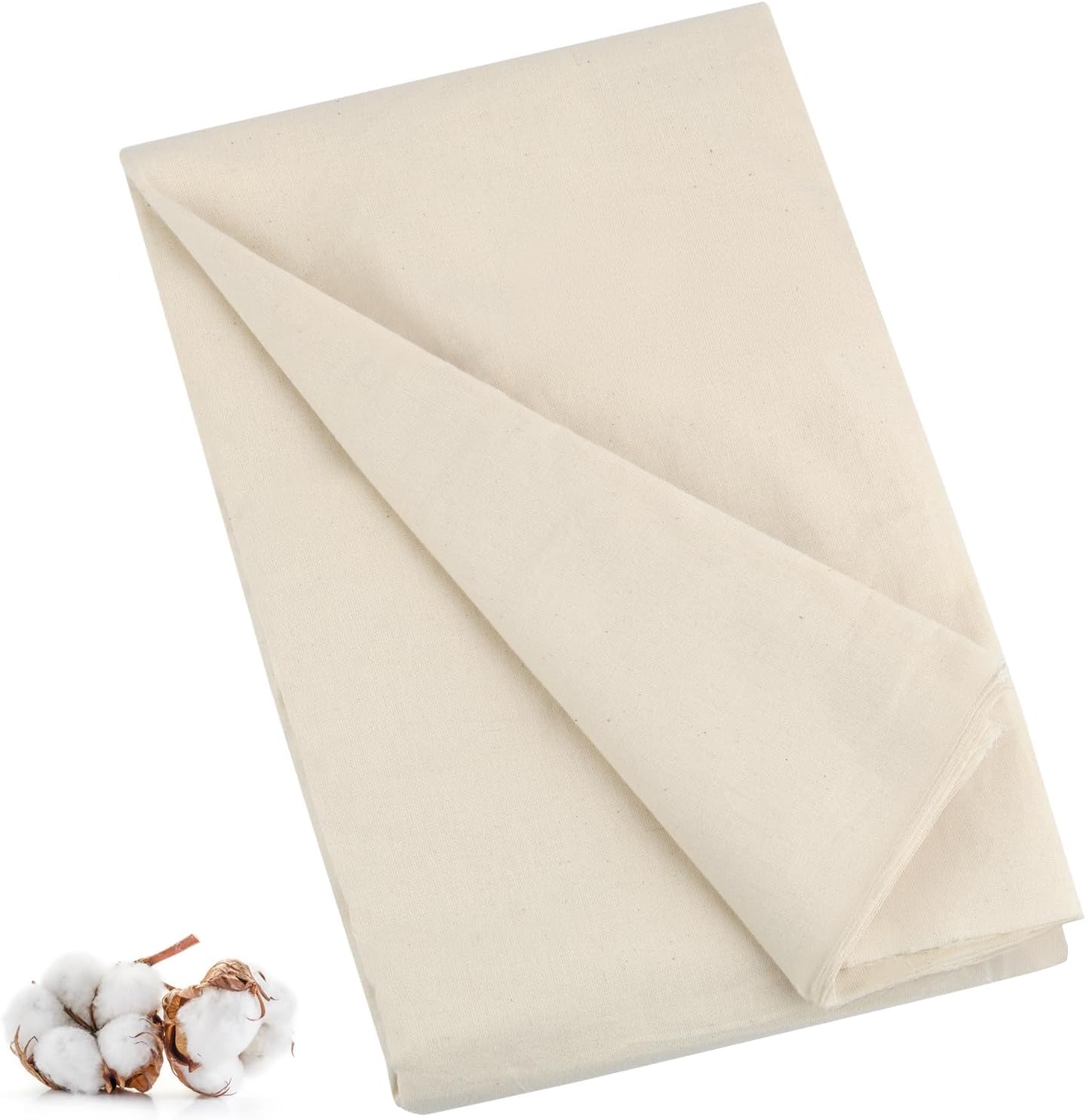 100% Cotton Muslin Fabric, 63 Inch X 5 Yards Unbleached Fabric by The Yard