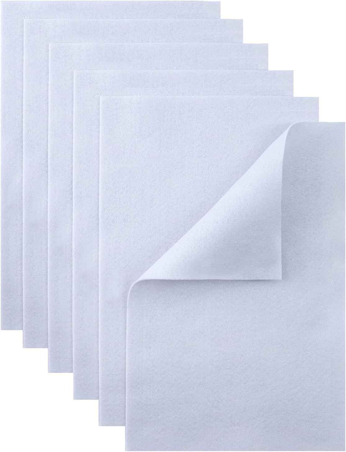 HaoFeiJH White Felt Sheets - 6PCS Soft Felt Squares (8x12 A4), 1.5mm Thick, Ideal for Sewing, Patchwork, Decoration, Embroidering, DIY Craft