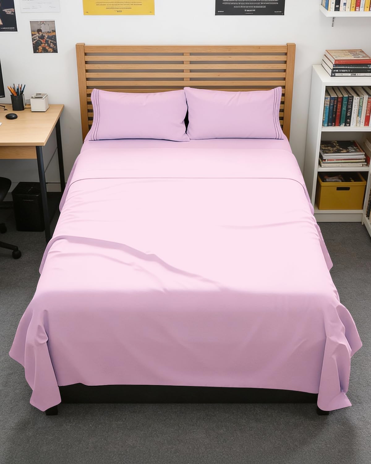 Full XL Sheets - 4 Piece Full XL Sheet Set - Cool & Breathable - Light Pink