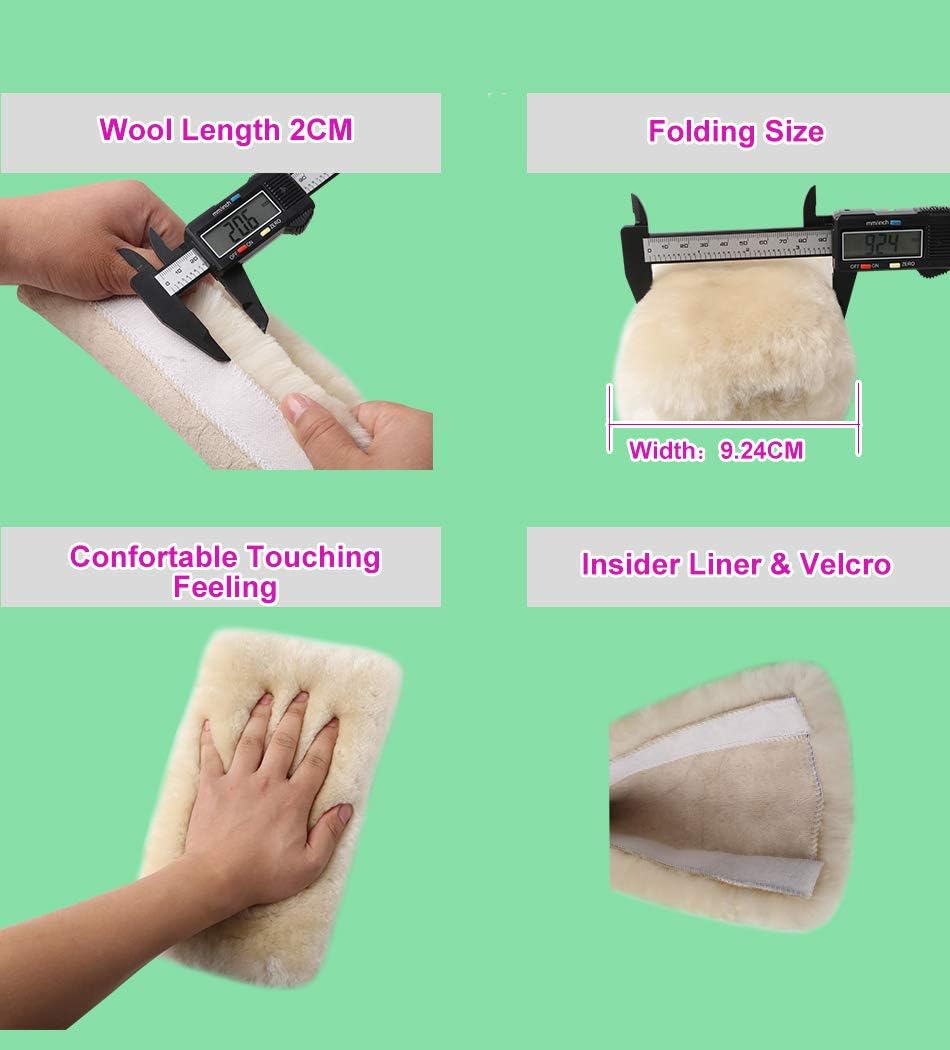 OGLAND 2 Pack Sheepskin Car Seat Belt Cover Pads | Wool Seatbelt Cushions