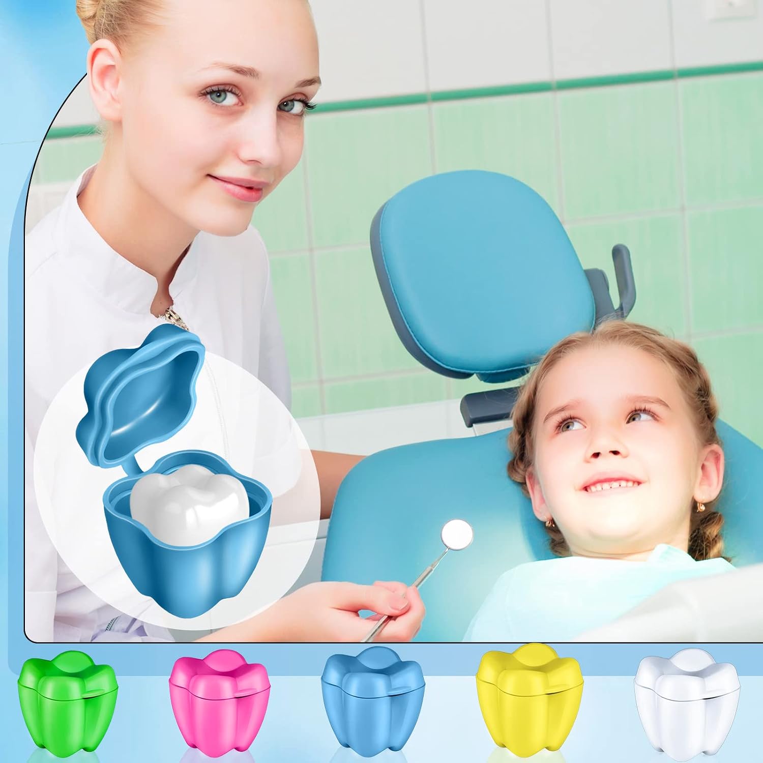 Taiyin 200 Pcs Tooth Saver Box for Kids, Plastic Holders Bulk