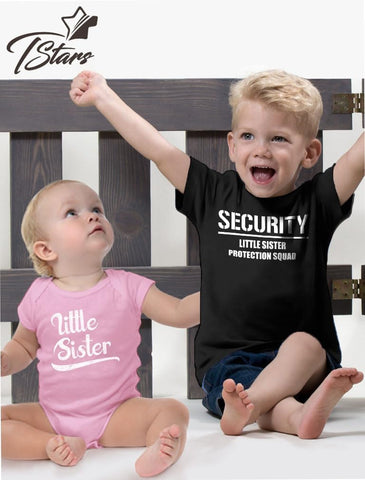 Tstars Security Squad Big Brother Little Sister Set Tee Baby Bodysuit