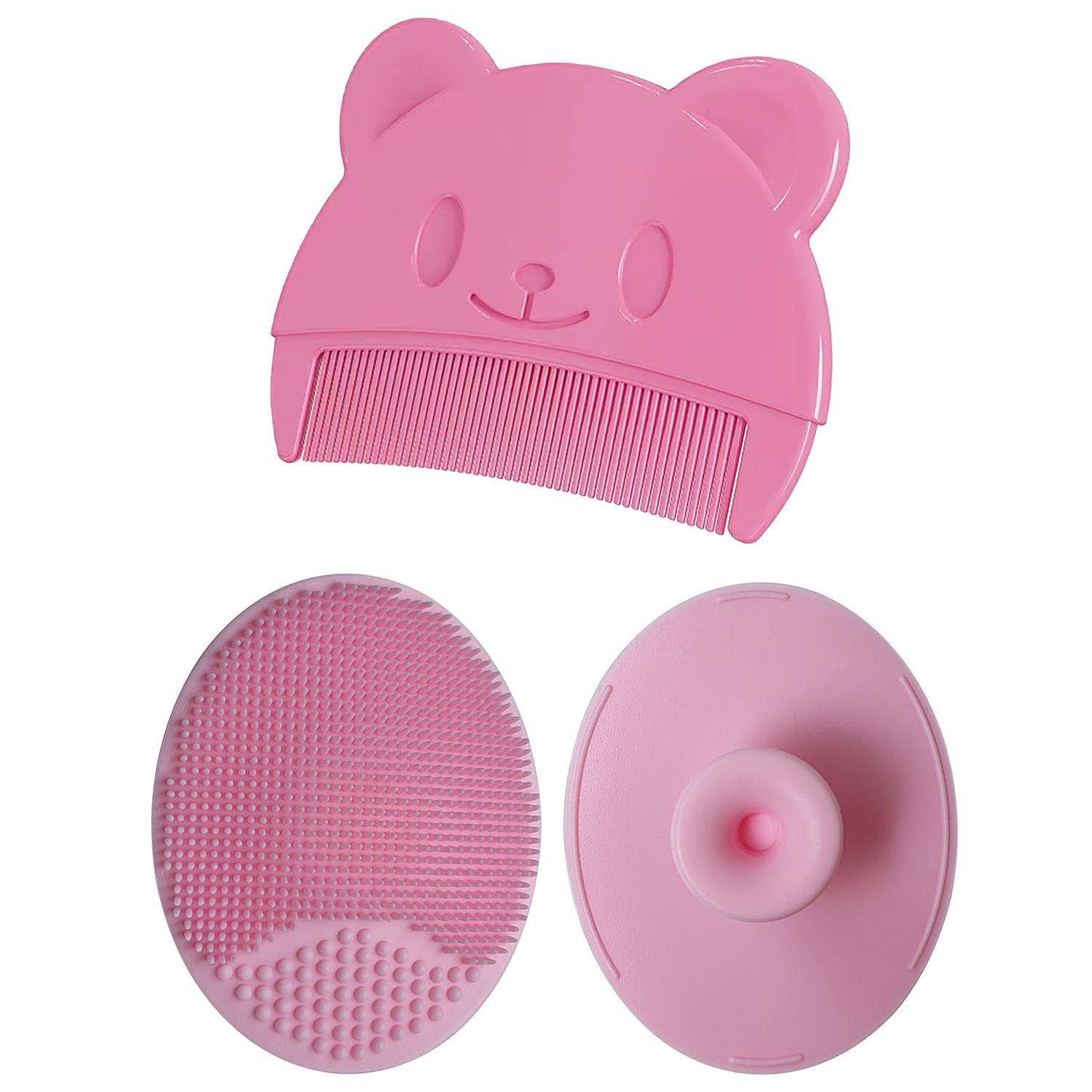 Baby Bath Brush, Baby Cradle Cap Brush, Silicone Massage Brush, Baby Comb, Children's Comb（3pcs） (Blue)