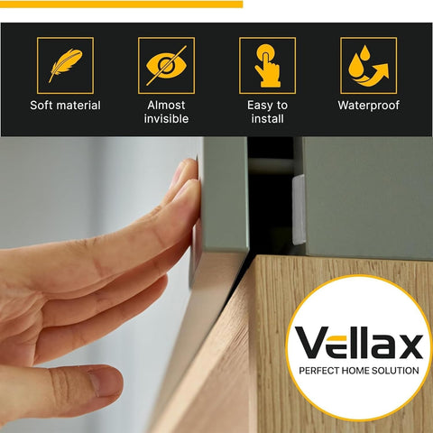Vellax Cabinet Door Bumpers, 128 Clear Silicone Bumper Pads, Adhesive