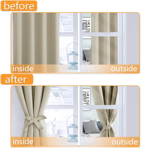 Hiasan Blackout Curtains for Bedroom, Light Beige, 60 x 63 Inch, 2 Panels