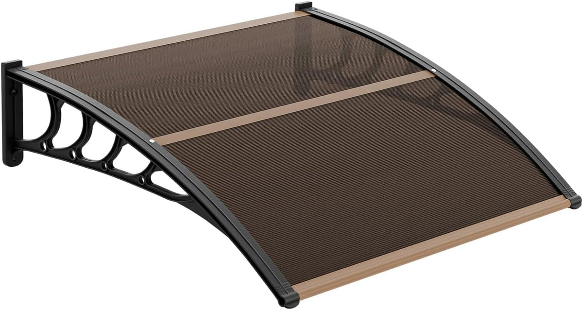 VINGLI Window Awning Door Canopy, 40" x 40" Window Awning Overhead Modern Polycarbonate Cover Outdoor Front Porch Patio Canopy UV Rain Snow Sunlight Protection Hollow Sheet/Brown