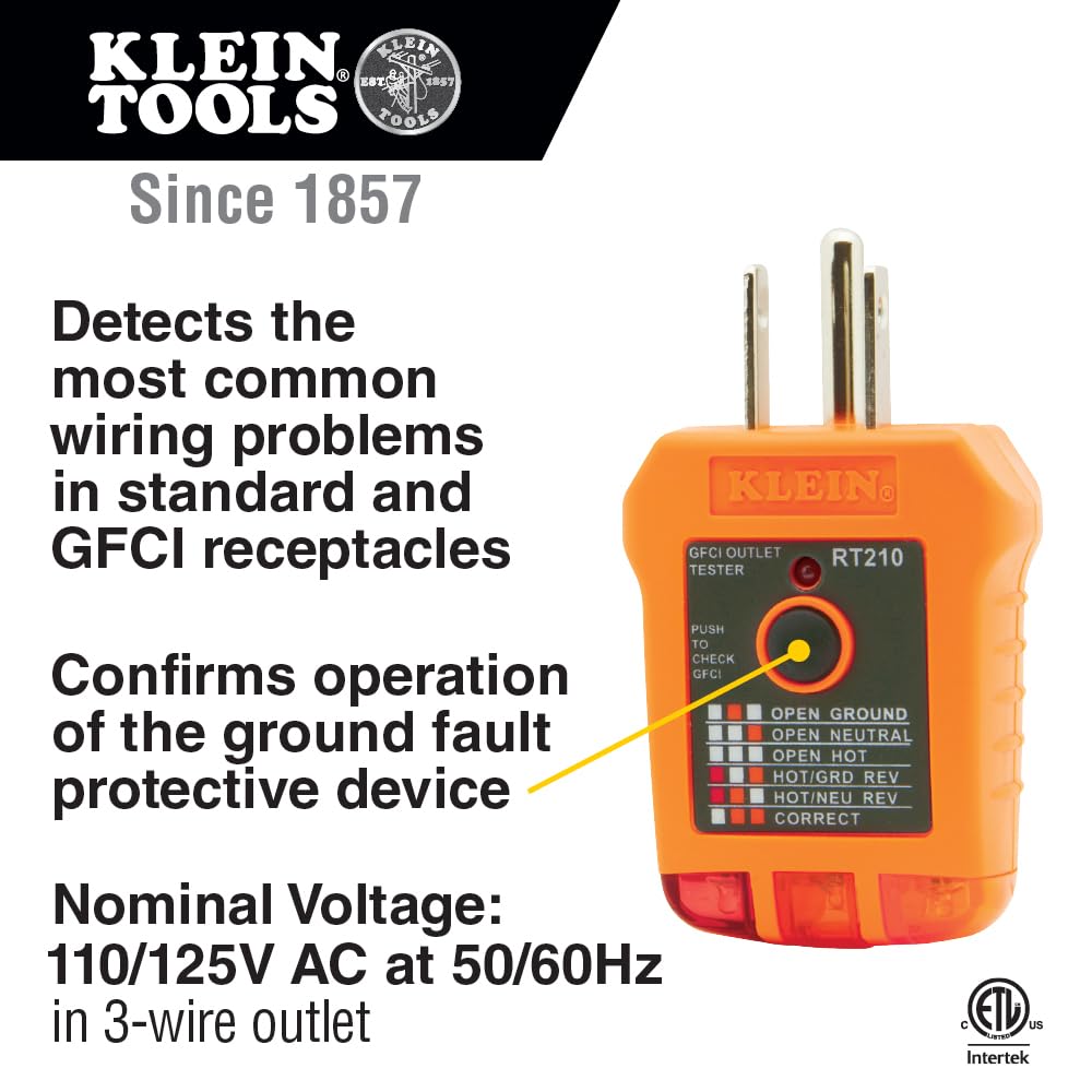 Klein Tools 80025 Outlet Tester Kit with GFCI Tester and Non-Contact Voltage Test Pen, 2-Piece