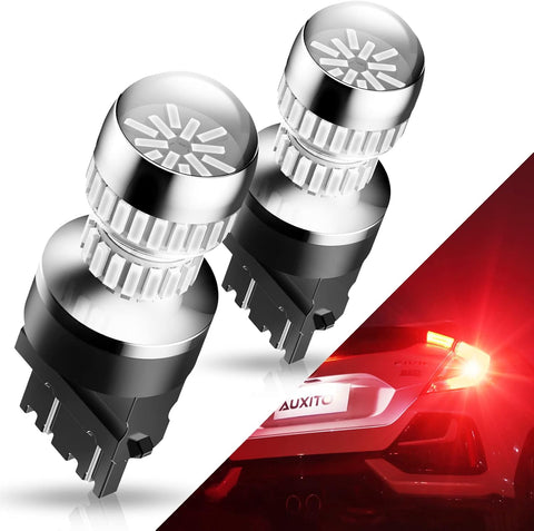 AUXITO LED Brake Tail Light Bulbs 3156 3157 LED Bulb Red Super Bright 3056 3057 3047 4057 Led Bulbs for Tail Stop Brake Signal Parking Lights, Brilliant Red