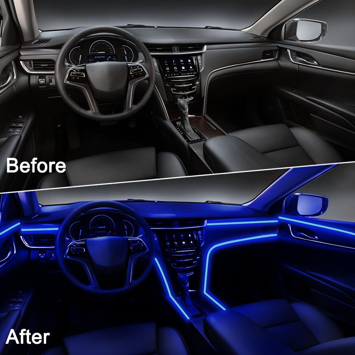 Interior Car LED Lights, 5 in 1 RGB Car Ambient Lighting Kit, APP Control