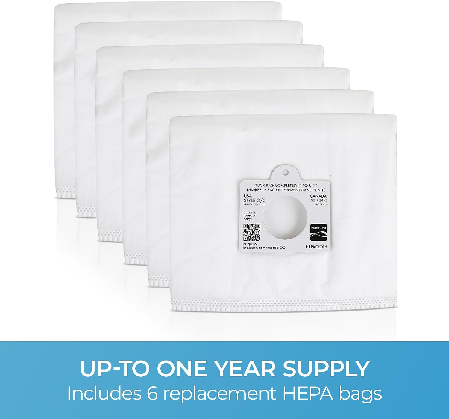 Kenmore 53292 Type Q HEPA Replacement Dust Bags, 6 Count